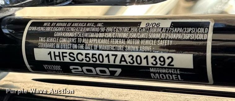 image for item EG8123 2007 Honda VTX motorcycle