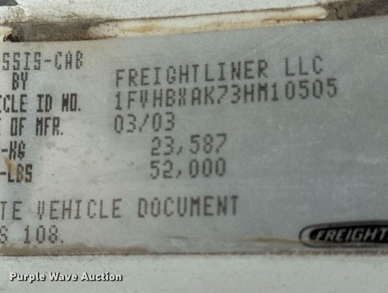 image for item EJ3744 2003 Freightliner FL80 flatbed truck