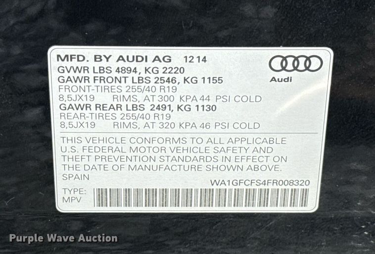 image for item EJ4807 2015 Audi Q3 Prestige Quattro SUV