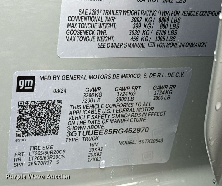 image for item EJ4809 2024 GMC Sierra 1500 Crew Cab pickup truck