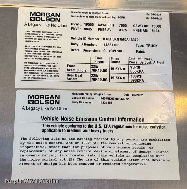 image for item EJ4823 2021 Ford F59 delivery truck