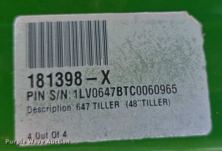 image for item EK5406 2012 John Deere  647 tiller
