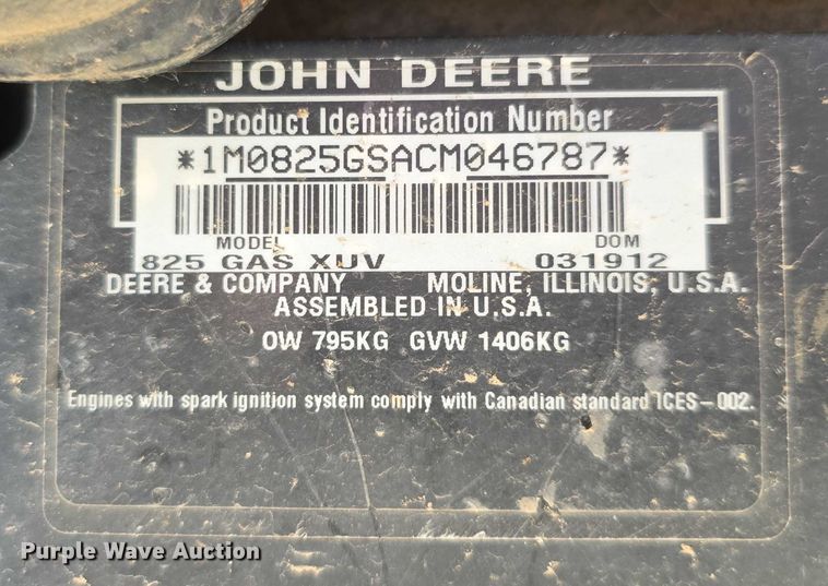 image for item EK5448 2012 John Deere 825i XUV utility vehicle