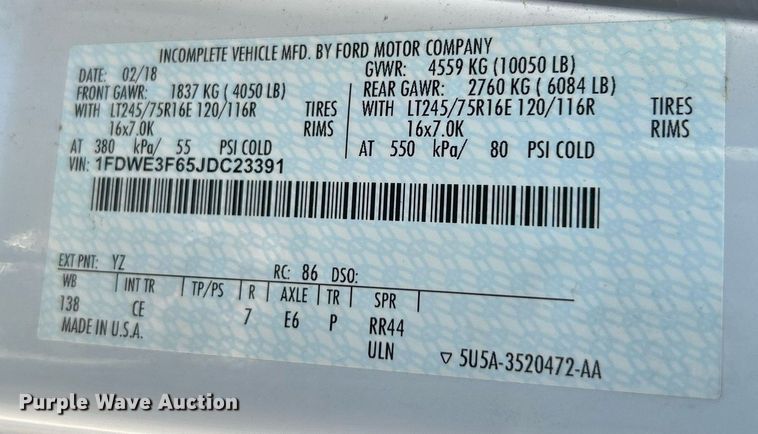 image for item EK8257 2018 Ford E350 Super Duty utility van