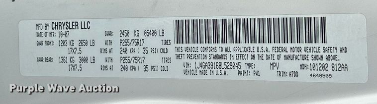 image for item EK8260 2008 Jeep Wrangler Unlimited SUV