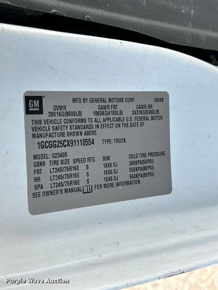 image for item EK8303 2009 Chevrolet Express 2500 utility van