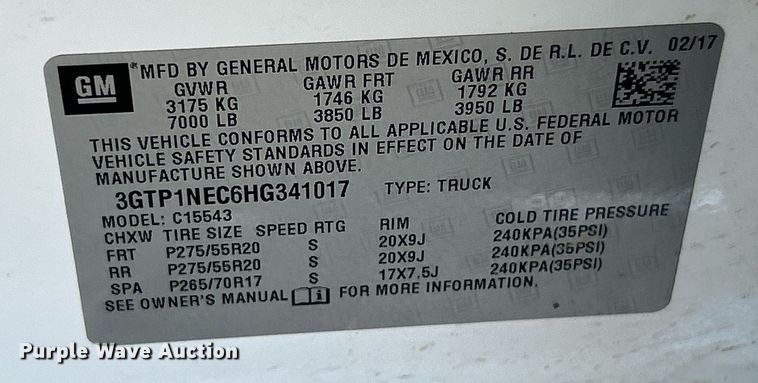 image for item EK8304 2017 GMC Sierra 1500 SLT Crew Cab pickup truck
