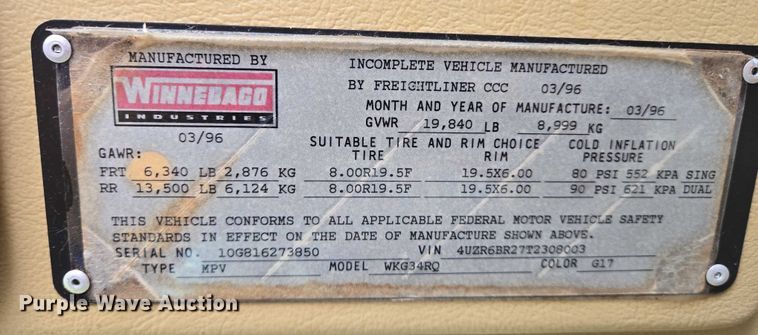 image for item EN8203 1996 Freightliner RV