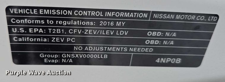 image for item EO1069 2016 Nissan Leaf 