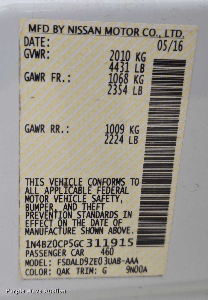 image for item EO1069 2016 Nissan Leaf 