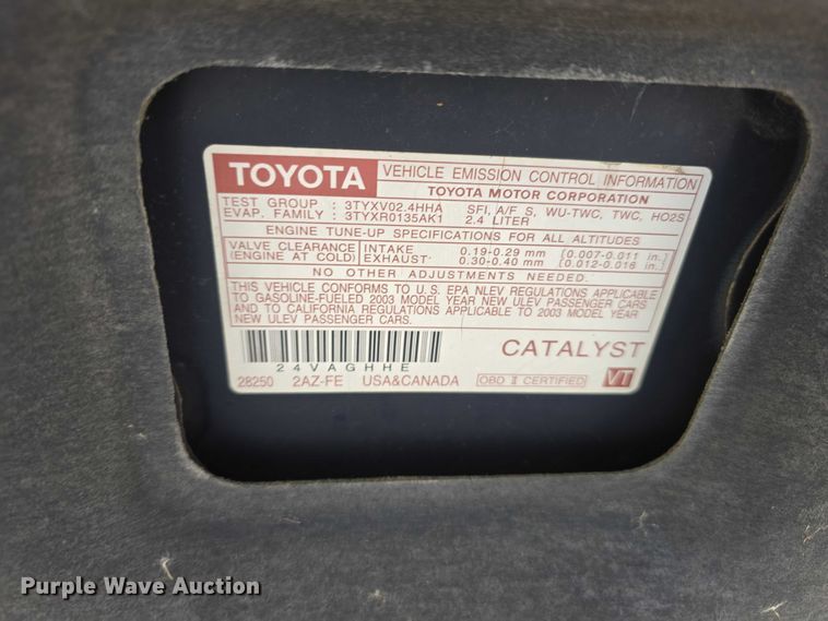 image for item EO1071 2003 Toyota Camry LE 