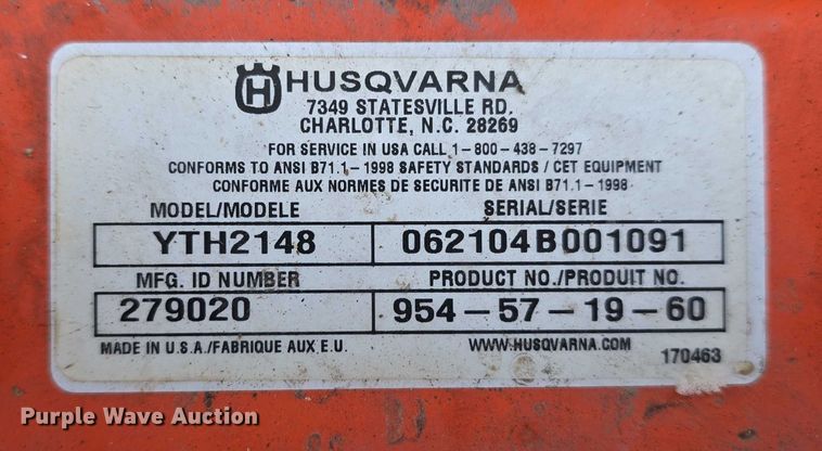 image for item EO1081 2004 Husqvarna YTH2148 lawn mower