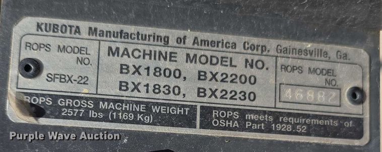 image for item EO1511 Kubota BX2230D lawn tractor