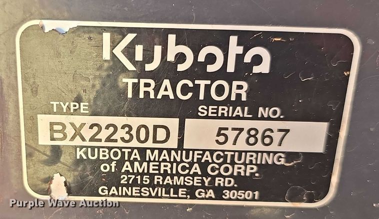 image for item EO1511 Kubota BX2230D lawn tractor