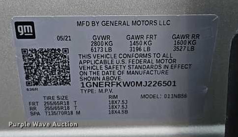 image for item EO4505 2021 Chevrolet Traverse SUV