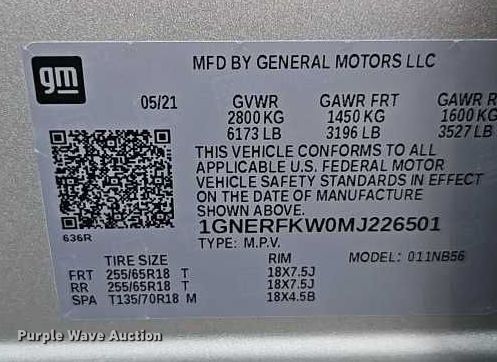 image for item EO4505 2021 Chevrolet Traverse SUV