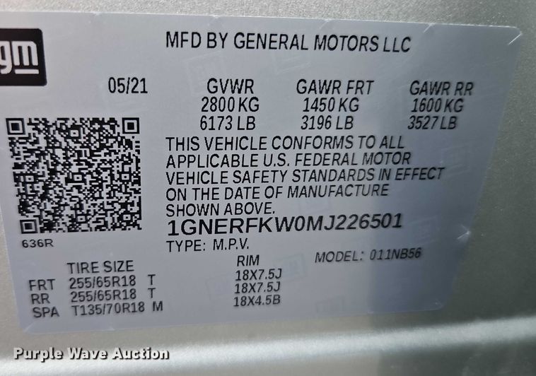 image for item EO4505 2021 Chevrolet Traverse SUV