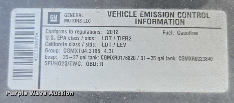 image for item EQ2609 2012 Chevrolet Silverado 1500 pickup truck