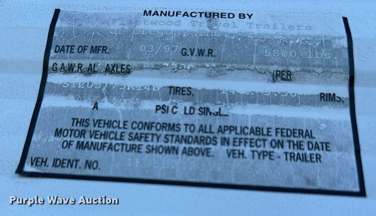 image for item ND9719 1997 Fleetwood 21L5B camper