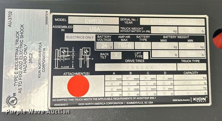 image for item ND9792 2023 Linde EWR30 pallet jack