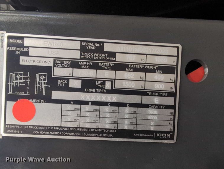image for item ND9794 2023 Linde EWR40 pallet jack
