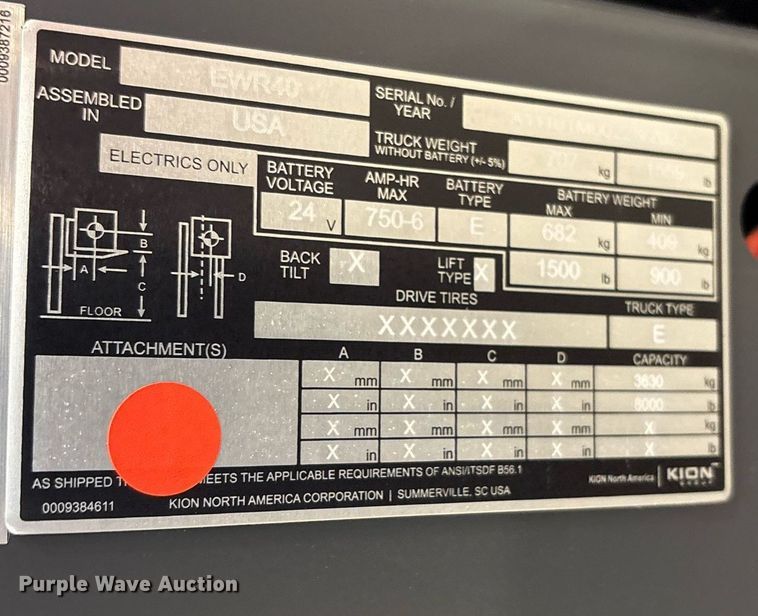image for item ND9926 2023 Linde EWR40 pallet jack