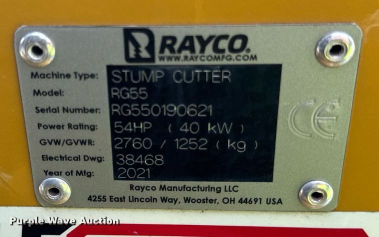 image for item YA0358 2021 Rayco RG55 stump grinder