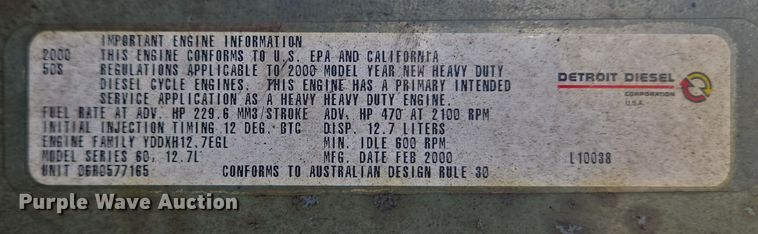 image for item YA0468 2000 Pierce pumper fire truck