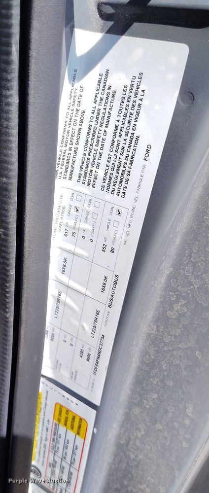 image for item YA0636 2022 Ford E450 shuttle bus