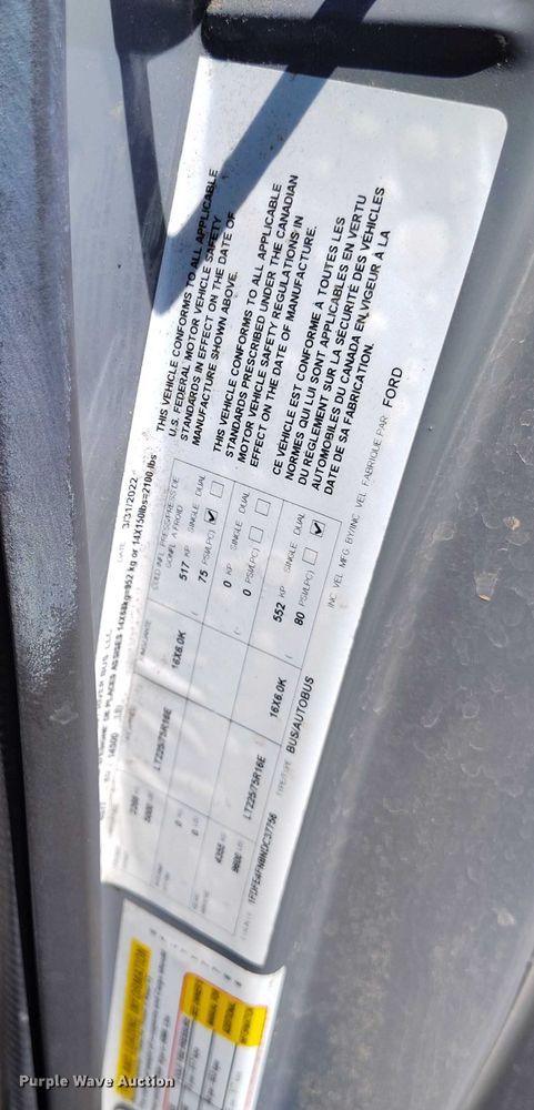 image for item YA0639 2022 Ford E450 shuttle bus