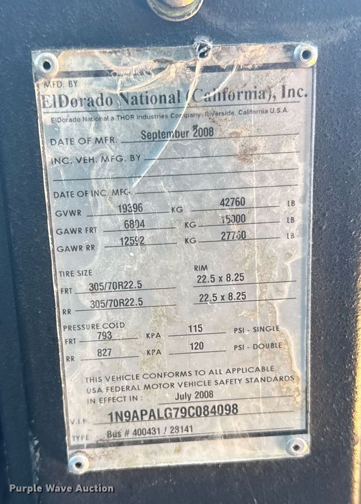 image for item YA0660 2009 ElDorado  Axess transit bus