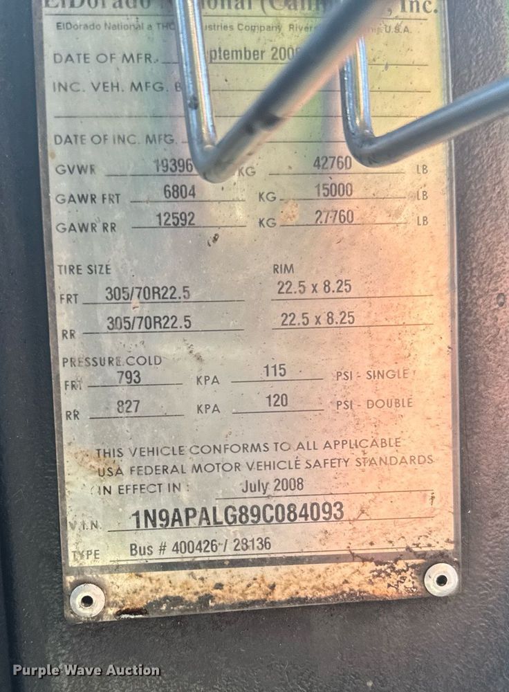 image for item YA0661 2009 ElDorado  Axess transit bus