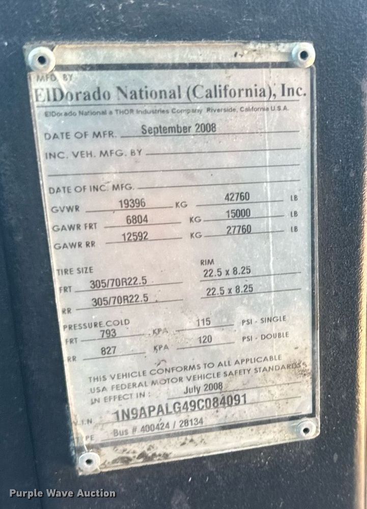 image for item YA0662 2009 ElDorado  Axess transit bus