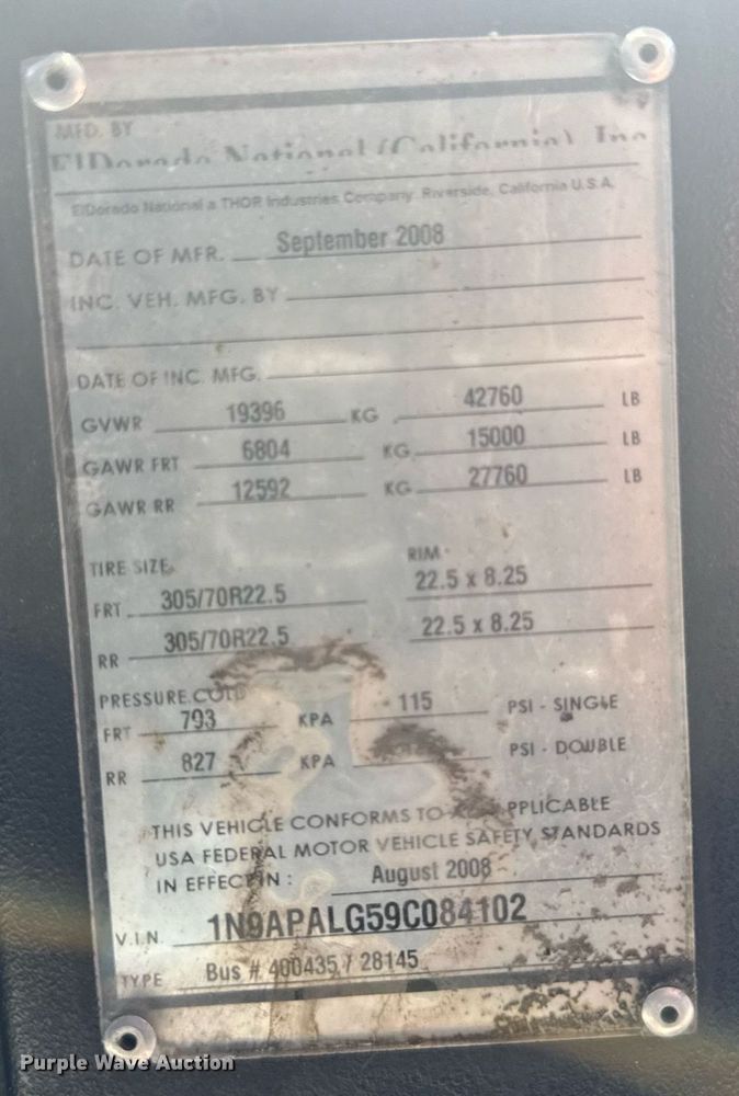 image for item YA0663 2009 ElDorado  Axess transit bus