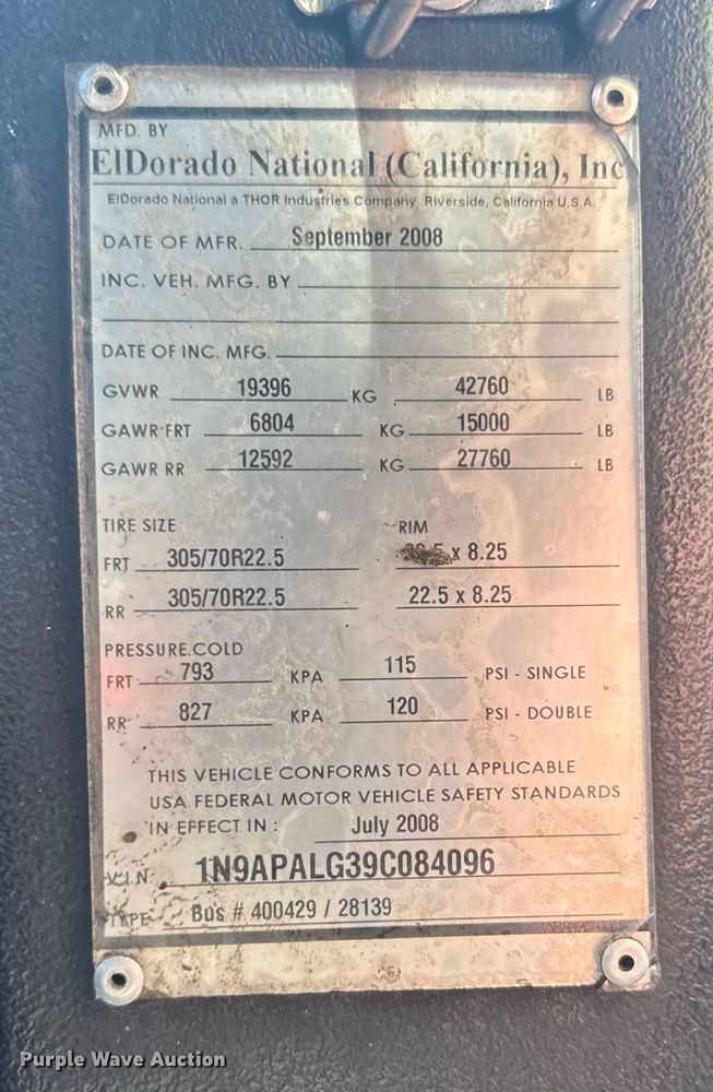 image for item YA0665 2009 ElDorado  Axess transit bus