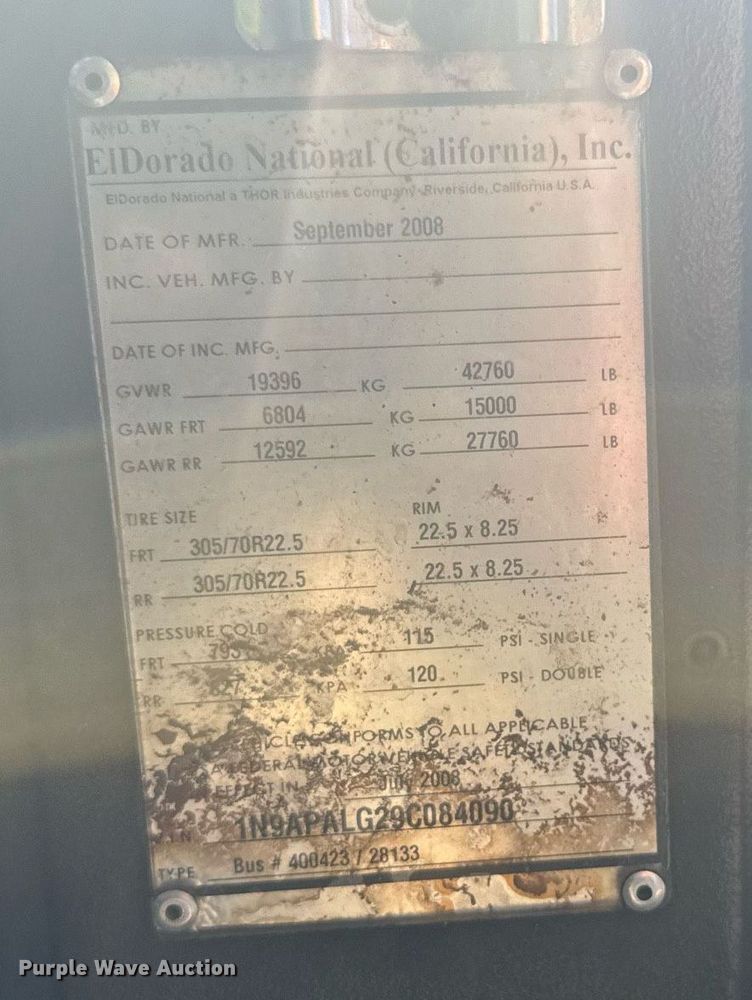 image for item YA0666 2009 ElDorado Axess transit bus