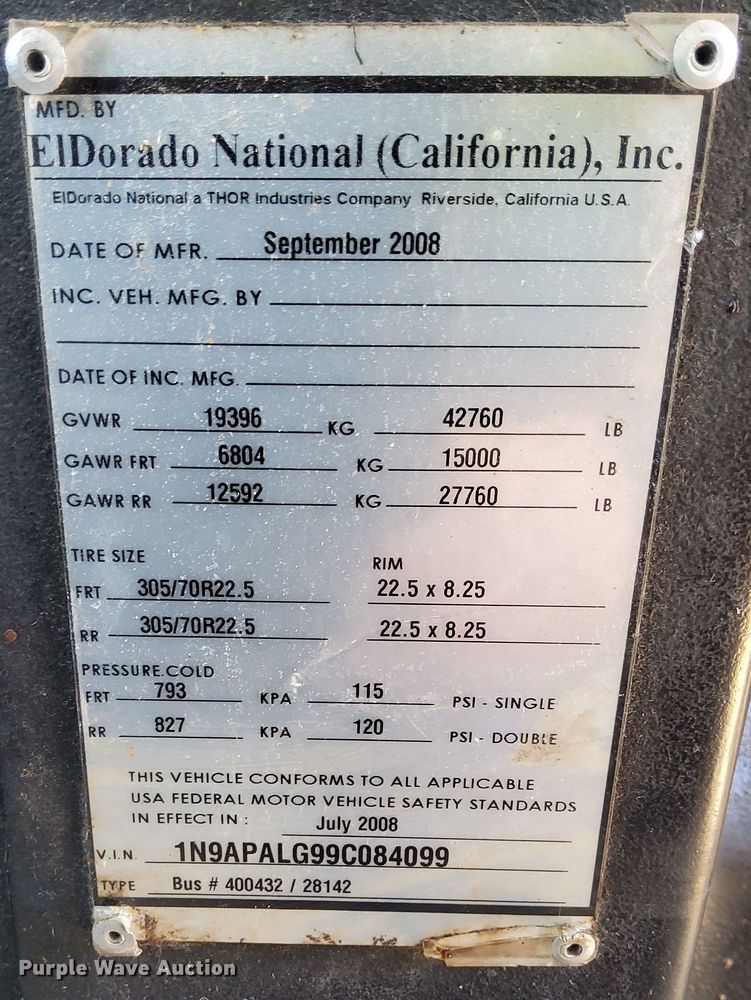 image for item YA0667 2009 ElDorado  Axess transit bus