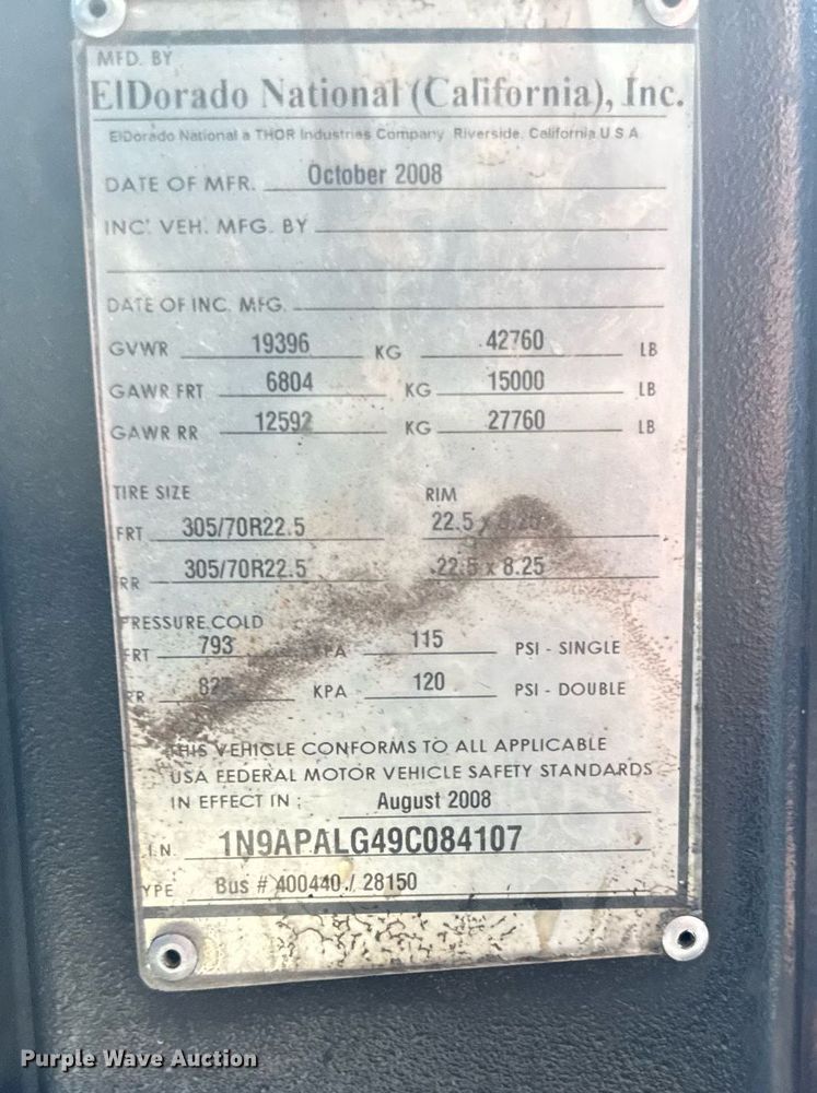 image for item YA0673 2009 ElDorado Axess transit bus