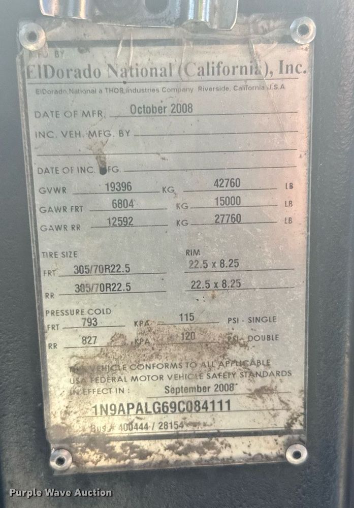 image for item YA0675 2009 ElDorado Axess transit bus