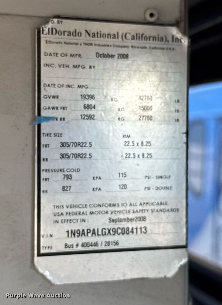 image for item YA0676 2009 ElDorado Axess transit bus