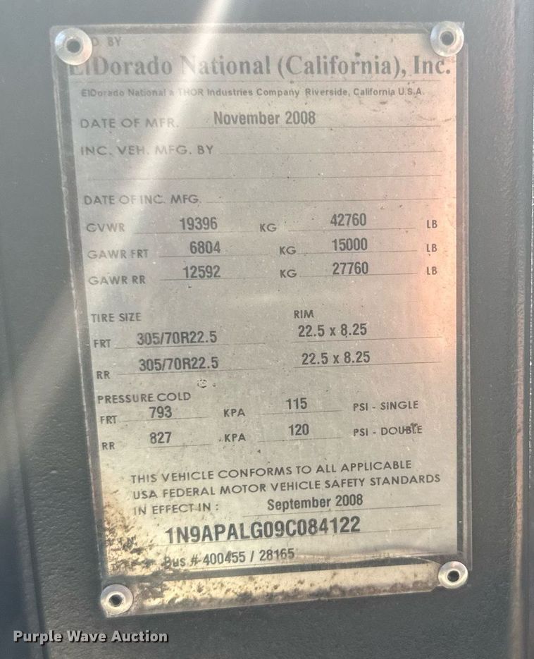 image for item YA0680 2009 ElDorado Axess transit bus