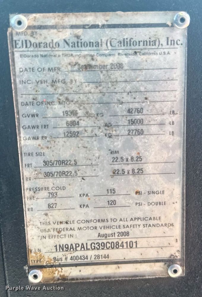 image for item YA0701 2009 ElDorado Axess transit bus