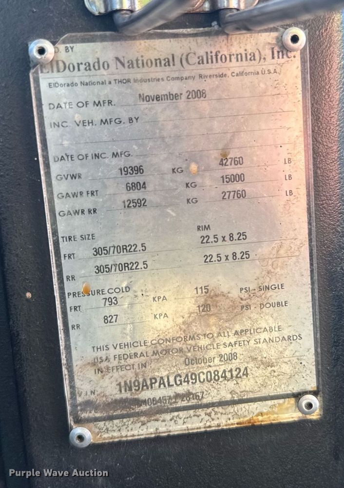 image for item YA0710 2009 ElDorado Axess transit bus