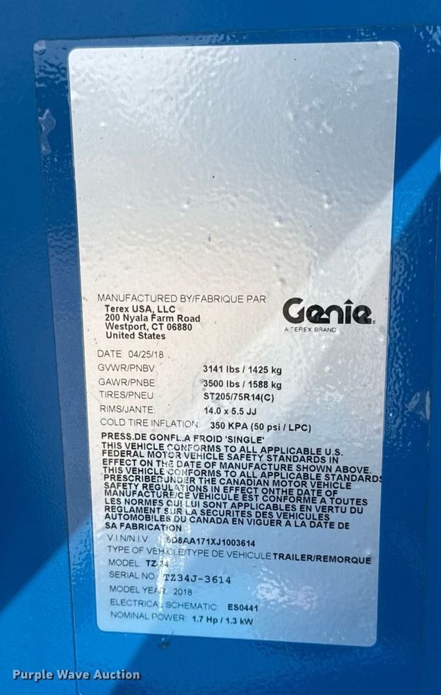 image for item DI9147 2018 Genie TZ34/20 boom lift