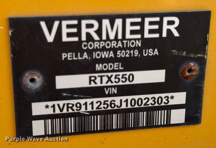 image for item DI9216 2018 Vermeer RTX550 trencher