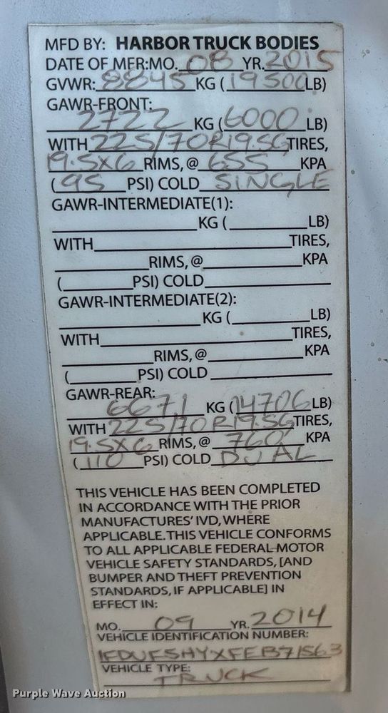 image for item DM1923 2015 Ford F550 Super Duty XL utility / service truck