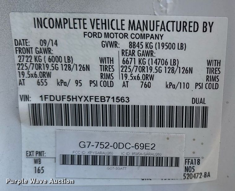 image for item DM1923 2015 Ford F550 Super Duty XL utility / service truck