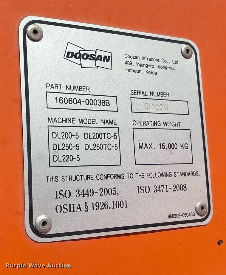 image for item DM1924 Doosan DL220-5 wheel loader