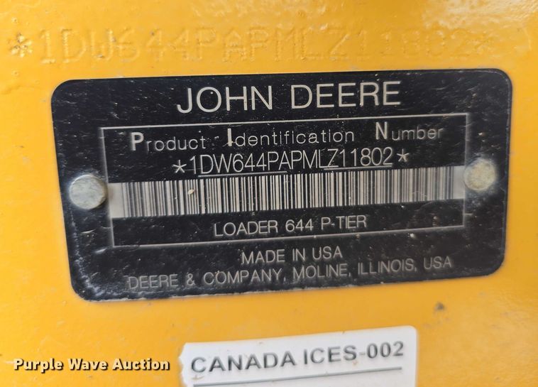 image for item DR3754 2021 John Deere 644 P-Tier wheel loader