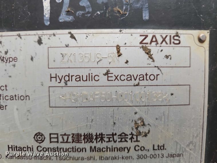 image for item DR3760 2014 Hitachi Zaxis 135 US-5N excavator